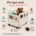 Ver imagem 6 de Baú Infantil Organizador de Brinquedos com Rodinhas | Estilo Montessori | MDF Branco Modelo Combi