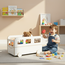 Ver imagem 2 de Baú Branco Infantil Organizador de Brinquedos Formato Combi com Rodinhas Estilo Montessori – Mdf