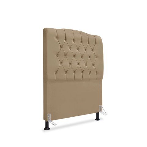 Cabeceira de Cama Box Solteiro 90 Cm Dunas - Veludo Bege Escuro.