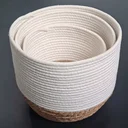 Ver imagem 3 de Jogo 3 Cestos Algodão Branco Fibra Multiuso Organizador