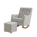 Ver imagem 2 de Poltrona Sofá Cadeira Amamentação Balanço C Puff Pés Madeira - Cinza