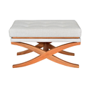 Ver imagem 1 de Puff Estofado com Base em X em Madeira – Design Moderno