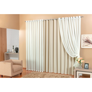 cortina quarto percianas bleckout c/ voil - ilhós cromado corta luz 3m luxo