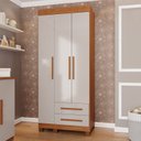 Ver imagem 1 de Guarda-Roupa Infantil 3 Portas 2 Gavetas Aurora Espresso Móveis Marrom/Cinamomo/Off White