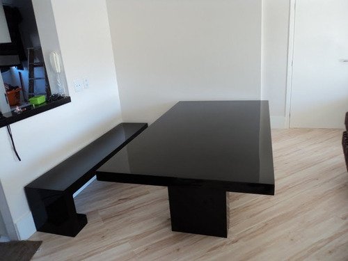 Mesa De Jantar Preta Mdf Laca Alto Brilho - 3