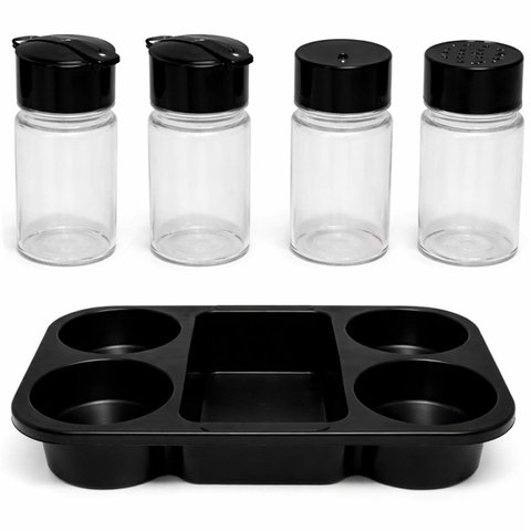Porta Condimentos para Restaurantes e Lanchonetes 4 Frascos Preto