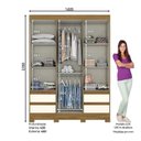 Ver imagem 3 de Guarda Roupa Casal Lema Nature Off White com Espelho – Briz Móveis
