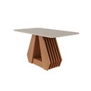 Ver imagem 1 de Mesa de Jantar em Mdf com Tampo de Vidro 130 Cm Agata Cinamomo/off White Cimol Móveis