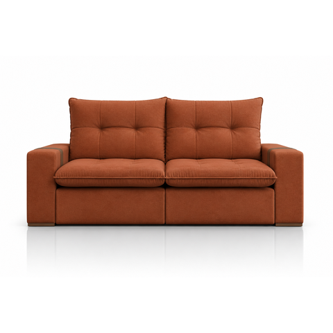 Sofá Santiago Retrátil e Reclinável com Molas Ensacadas:Veludo Terracota/1,90