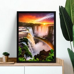 Quadro Decorativo Cataratas Foz do Iguaçu 24x18cm:moldura Preta - 2
