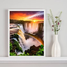 Quadro Decorativo Cataratas Foz do Iguaçu 24x18cm:moldura Preta - 1