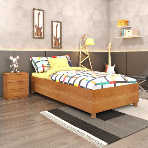 Cama Box Solteiro Mônaco - Madeira Reflorestada - Ripas Multilaminadas - Tcil Móveis