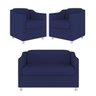 Kit Sofá Namoradeira + 02 Poltrona Tilla Recepção Sala Suede Cor:Azul Marinho - 1