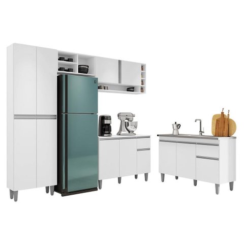 Cozinha Modulada Vanessa com Balcão Tatiane Branco sem Tampo - Ajl Móveis