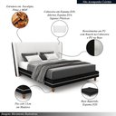Ver imagem 3 de Conjunto Cama com Cabeceira Casal Torres Pés em Madeira Pu/bouclê Preto/off White G91 - Gran Belo