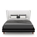 Ver imagem 2 de Conjunto Cama com Cabeceira Casal Torres Pés em Madeira Pu/bouclê Preto/off White G91 - Gran Belo