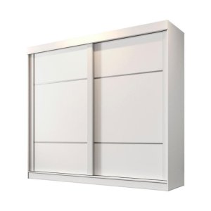 Guarda Roupa Casal 2 Portas Correr 6 Gavetas 2,40m Chapa 15mm Trancoso - Valverde: Branco Neve