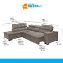 Ver imagem 2 de Sofá Canto Retrátil 5 Lugares Reclinável Chaise D 2,80 X 2,20 M Sttilo Bege - Megasul