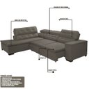Ver imagem 3 de Sofá Canto Retrátil 5 Lugares Reclinável Chaise D 2,80 X 2,20 M Sttilo Bege - Megasul