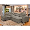 Ver imagem 1 de Sofá Canto Retrátil 5 Lugares Reclinável Chaise D 2,80 X 2,20 M Sttilo Bege - Megasul