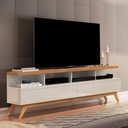 Ver imagem 1 de Rack para Tv até 60 Polegadas Vivare Wood 2 Gavetas Off White/nature - Giga Móveis
