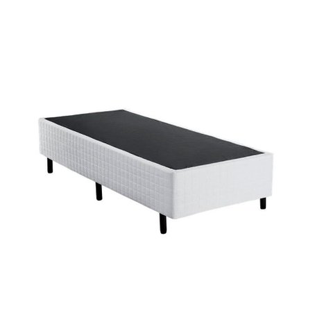 Base Cama Box Solteiro Branco 88x188 e Colchão na Caixa Solteiro Enjoy 100 Espuma Intermediário Indu