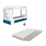 Cama Treliche Solteiro com 03 Colchões e Escada Branco Azul Redford Jm Móveis - 2
