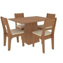 Ver imagem 2 de Conjunto Mesa de Jantar 120cm com 4 Cadeiras Beges Cor:freijó com Bege