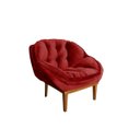 Ver imagem 5 de Poltrona Decorativa Marcela Em Tecido Veludo Base Em Madeira - Vermelho