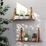Prateleira em MDF Castanho 50x15cm com Alça Caramelo - 2