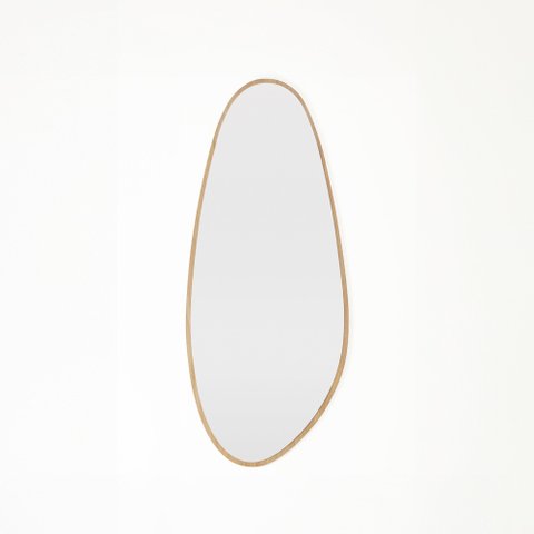 Espelho Orgânico Eros Grande 120cm x 50cm Minimalista com Moldura em Madeira Tauari   Casavee