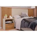 Ver imagem 1 de Painel Cama Box Madeirado Extensível Casal/queen/king Lucius 2 Mesas C/ 1 Gaveta Freijo/off White