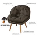 Ver imagem 4 de Conjunto Poltronas Sênior em Suede Premium com Puff e Pés de Madeira:marrom