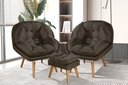 Ver imagem 1 de Conjunto Poltronas Sênior em Suede Premium com Puff e Pés de Madeira:marrom