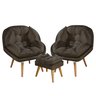 Conjunto Poltronas Sênior em Suede Premium com Puff e Pés de Madeira:marrom - 2