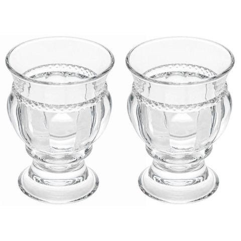 Kit 2 Vasos Cachepot para Flores 7x10cm Vidro Diamante Lyor Pequeno Decorativo