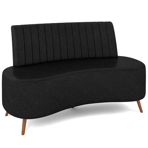 Sofá Chaise Living 2 Lugares 135cm para Sala Cayman K01 Sintético Preto - Lyam Decor