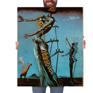 Quadro Decorativo Salvador Dalí Girafa em Chamas:Grande 77x64cm/Chassi com Borda Infinita