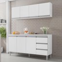 Ver imagem 2 de Kit de Cozinha Andréia Balcão 160cm Branco com Tampo Mdp e Aéreo - Ajl Móveis Branco