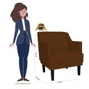Ver imagem 3 de Kit 2 Poltronas Decorativa Alice Couro Marrom Pés Madeira Mz Decor