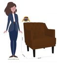 Ver imagem 3 de Kit 2 Poltronas Decorativa Alice Couro Marrom Pés Madeira Mz Decor