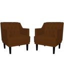 Ver imagem 1 de Kit 2 Poltronas Decorativa Alice Couro Marrom Pés Madeira Mz Decor