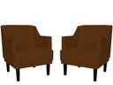 Ver imagem 1 de Kit 2 Poltronas Decorativa Alice Couro Marrom Pés Madeira Mz Decor