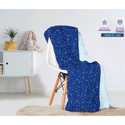 Manta Fleece Dupla Face Glam Kids Glam Com 1 peça Menino