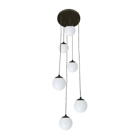 Pendente Moderno Preto P/ Pé Direito Alto Sala Vão de Escada Arevo Iluminação Jabuticaba 82P6 VIDRO 