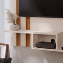 Ver imagem 2 de Painel Suspenso Home TV até 32 Polegadas Nichos Prateleira Itália:Off White/Cedro