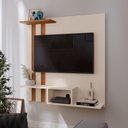 Ver imagem 2 de Painel Suspenso Home Tv até 32 Polegadas Nichos Prateleira Itália:off White/cedro