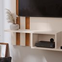 Ver imagem 3 de Painel Suspenso Home Tv até 32 Polegadas Nichos Prateleira Itália:off White/cedro