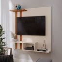 Ver imagem 1 de Painel Suspenso Home TV até 32 Polegadas Nichos Prateleira Itália:Off White/Cedro