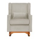 Ver imagem 3 de Kit Poltrona Aurora de Amamentação Balanço + Puff Suede Bege - Vallisa Decor